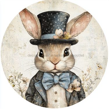 Easter Sign, Bunny in Top Hat, DCO-12822, Sign For Wreath, 10